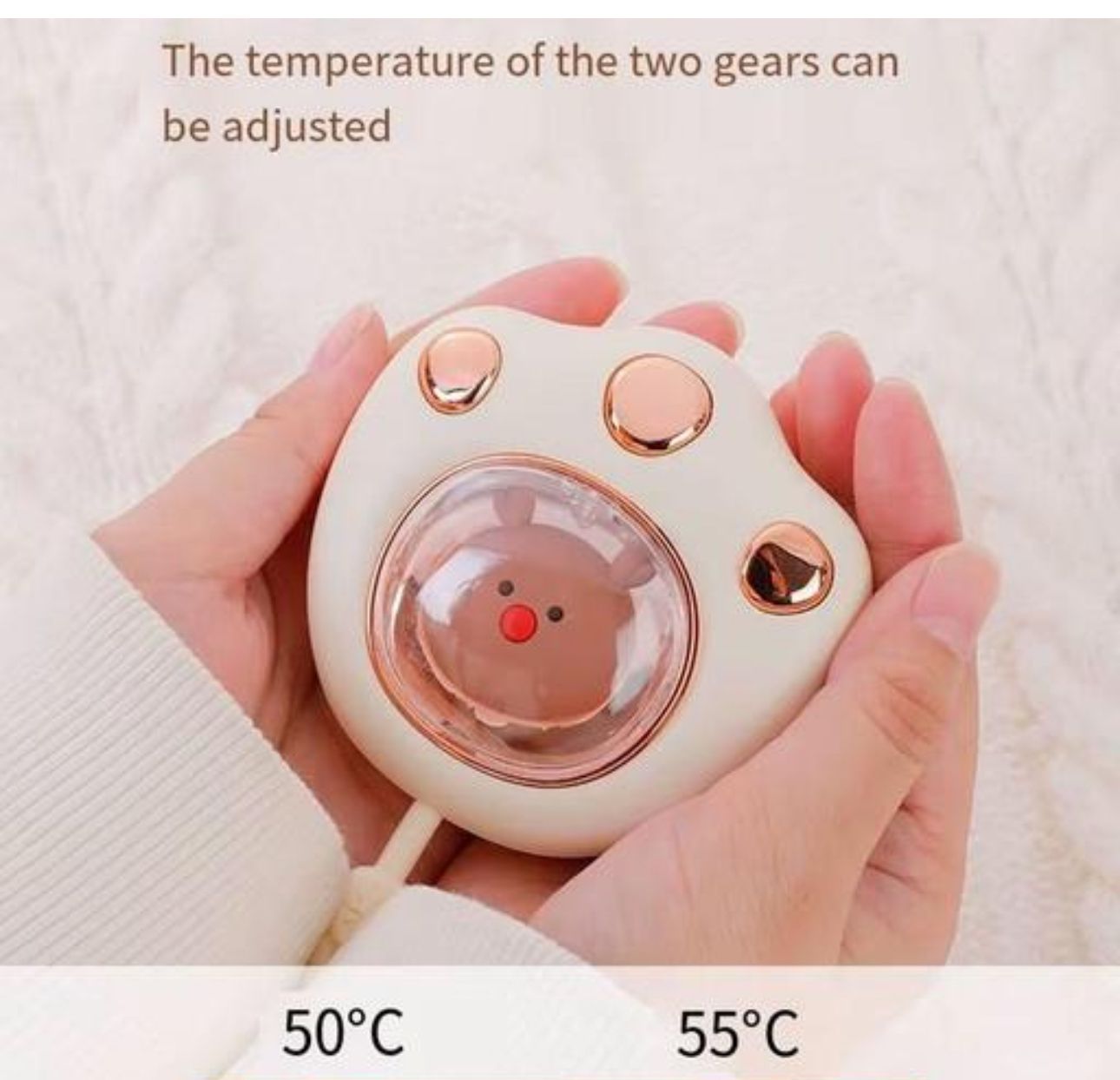 USB Rechargeable Hand Warmers, Adjustable Cute Cat Claw Shaped Portable Warmer for Indoor, Outdoor, Travel