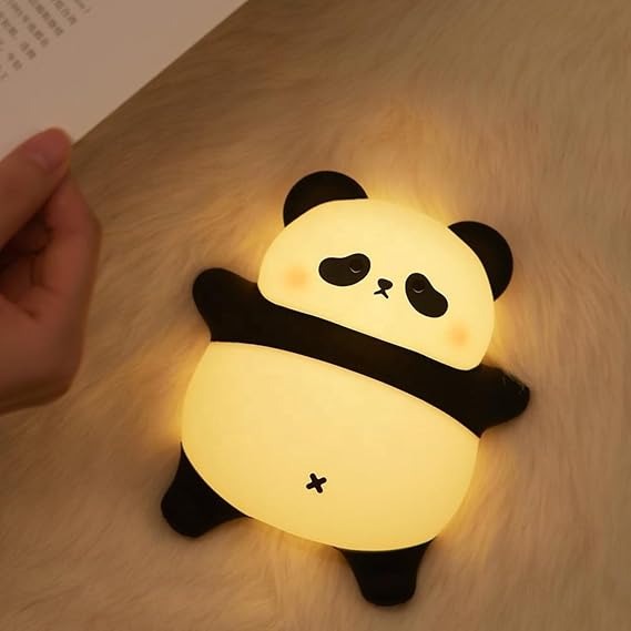 Rechargeable Silicone Panda Night Light for Kids | 7-Color LED Changing Lamp |Adorable Room Decor & Gift for Toddlers, Teens, & Valentine's Day Present|Soft BPA-Free Nightlight| Multicolour
