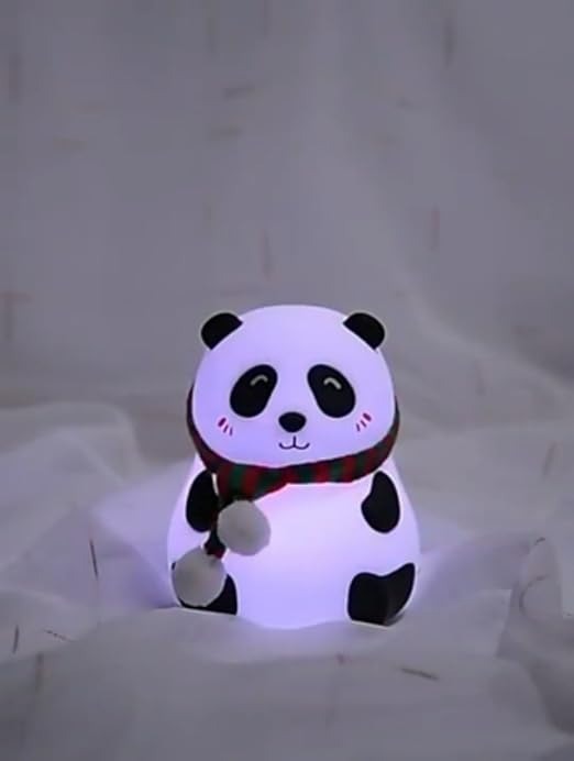 Rechargeable Silicone Panda Night Light for Kids | 7-Color LED Changing Lamp |Adorable Room Decor & Gift for Toddlers, Teens, & Valentine's Day Present|Soft BPA-Free Nightlight| Multicolour